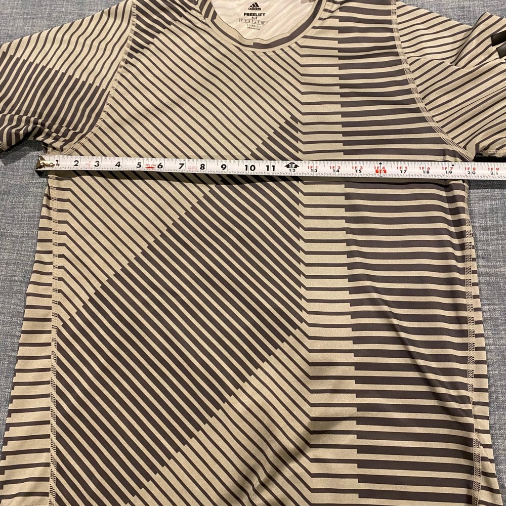 Adidas Mens Striped Performance T-Shirt Grey Black Short Sleeve Athletic Tee - Picture 6 of 9